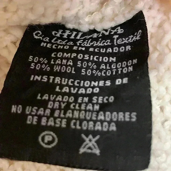 Hilana rough weave ivory tunic with brown on brown trim, 50%, wool,  50% cotton - Picture 8 of 9